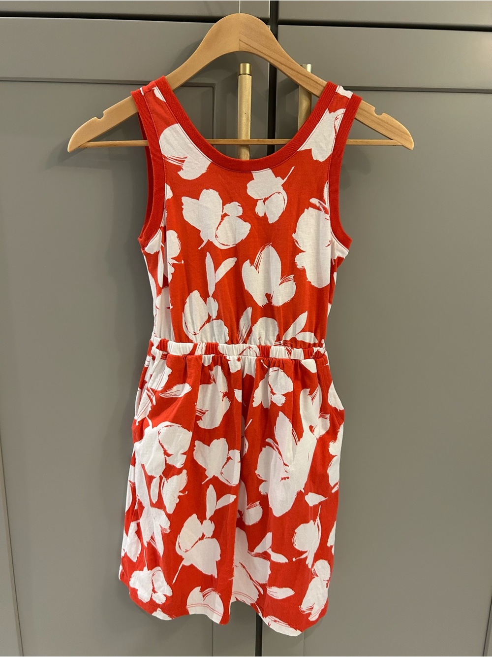 ❤️ GAP Kids Red and White Floral Tank Dress 100% Cotton